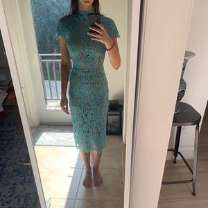 Alexis midi lace illusion dress